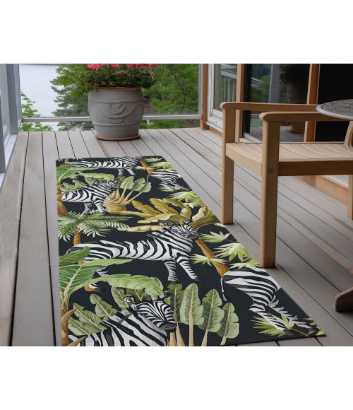 Dalyn Indoor/Outdoor Tropics TC13 Black Washable 2'3" x 7'6" Runner Rug