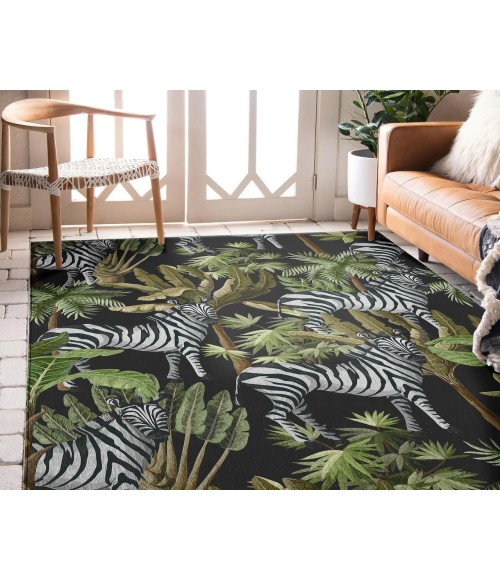 Dalyn Indoor/Outdoor Tropics TC13 Black Washable 10' x 14' Rug