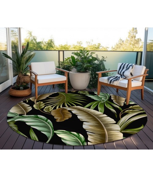 Dalyn Indoor/Outdoor Tropics TC1 Black Washable 8' x 8' Round Rug