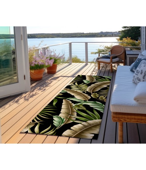 Dalyn Indoor/Outdoor Tropics TC1 Black Washable 2'3" x 7'6" Runner Rug