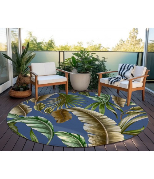 Dalyn Indoor/Outdoor Tropics TC1 Indigo Washable 8' x 8' Round Rug