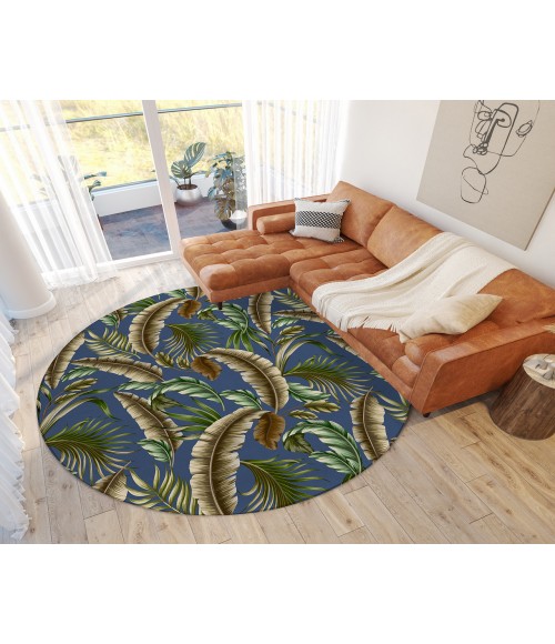 Dalyn Indoor/Outdoor Tropics TC1 Indigo Washable 8' x 8' Round Rug