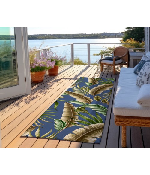 Dalyn Indoor/Outdoor Tropics TC1 Indigo Washable 2'3" x 7'6" Runner Rug