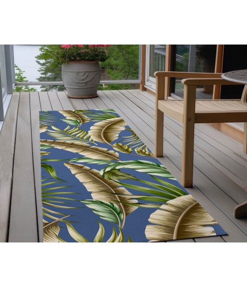 Dalyn Indoor/Outdoor Tropics TC1 Indigo Washable 2'3" x 7'6" Runner Rug