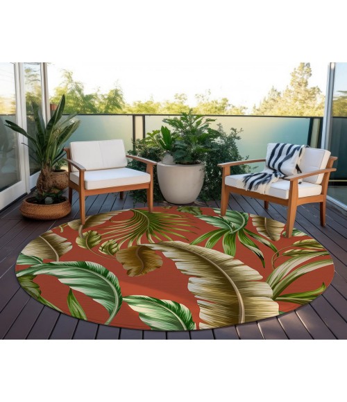 Dalyn Indoor/Outdoor Tropics TC1 Paprika Washable 8' x 8' Round Rug