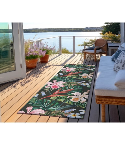 Dalyn Tropics Rug Dalyn Indoor/Outdoor Tropics TC6 Black Washable 2'3" x 7'6" Runner Rug