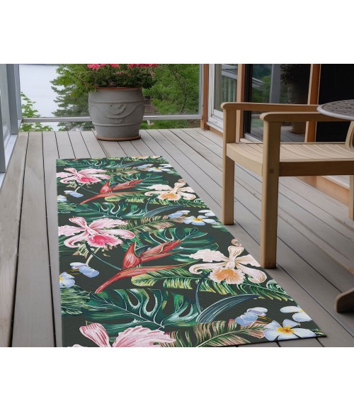 Dalyn Tropics Rug Dalyn Indoor/Outdoor Tropics TC6 Black Washable 2'3" x 7'6" Runner Rug