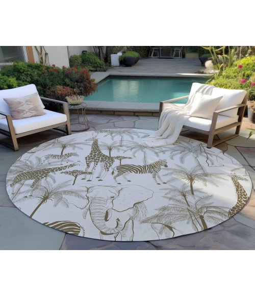 Dalyn Indoor/Outdoor Tropics TC7 Grey Washable 8' x 8' Round Rug