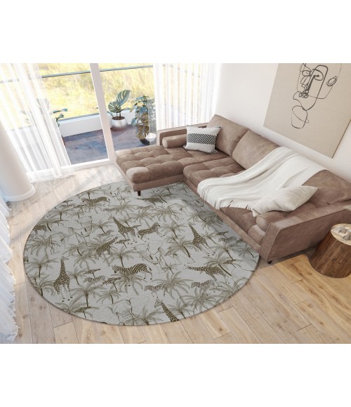 Dalyn Indoor/Outdoor Tropics TC7 Grey Washable 8' x 8' Round Rug