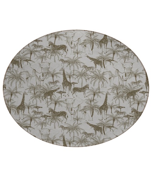 Dalyn Indoor/Outdoor Tropics TC7 Grey Washable 8' x 8' Round Rug
