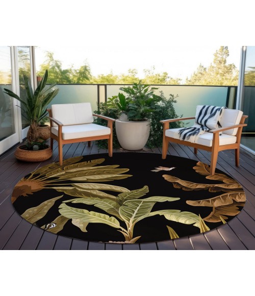 Dalyn Tropics Rug Dalyn Indoor/Outdoor Tropics TC8 Black Washable 8' x 8' Round Rug