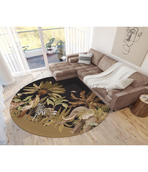 Dalyn Tropics Rug Dalyn Indoor/Outdoor Tropics TC8 Black Washable 8' x 8' Round Rug