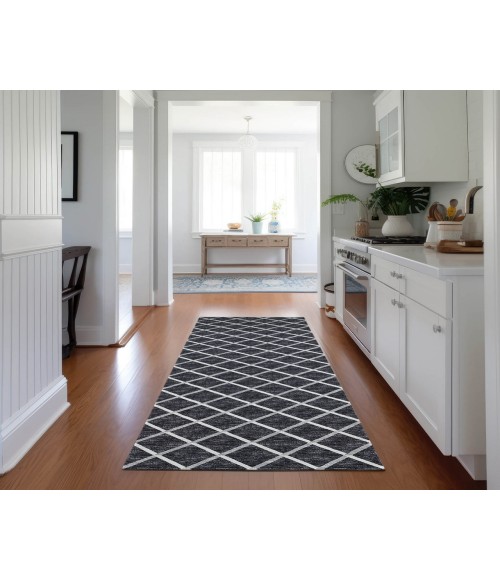 Dalyn Indoor/Outdoor York YO1 Black Washable 2'3" x 12' Rug
