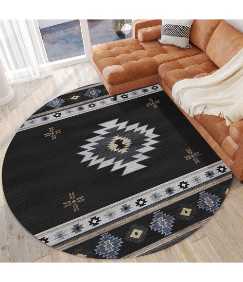 Dalyn Phoenix PH4 Black Area Rug 8 ft. X 8 ft. Round