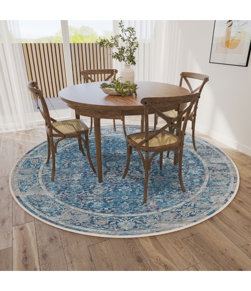 Dalyn Marbella Area Rug Dalyn Marbella MB2 Navy Area Rug 10 ft. X 10 ft. Round