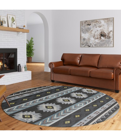Dalyn Phoenix PH3 Black Area Rug 8 ft. X 8 ft. Round