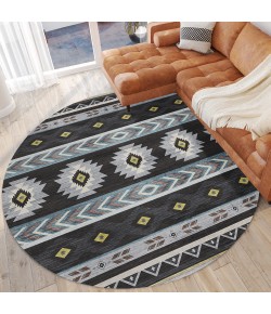 Dalyn Phoenix PH3 Black Area Rug 8 ft. X 8 ft. Round