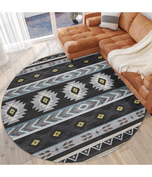 Dalyn Phoenix PH3 Black Area Rug 8 ft. X 8 ft. Round