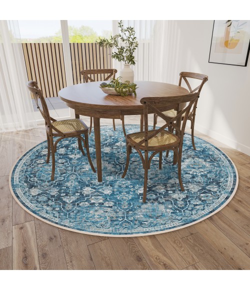 Dalyn Marbella Area Rug Dalyn Marbella MB4 Navy Area Rug 10 ft. X 10 ft. Round