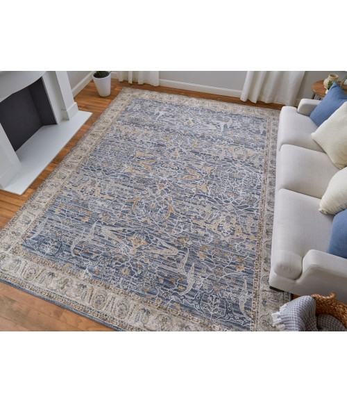 Feizy Pasha BLUE/IVORY PAS39M4F 6 ft. 7 in. X 9 ft. 6 in. Rectangle Rug