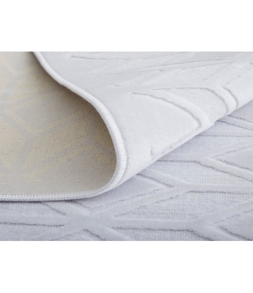 Feizy Saphir Mira WHITE/WHITE 6803494F 7 ft. 6 in. X 7 ft. 6 in. Round Rug