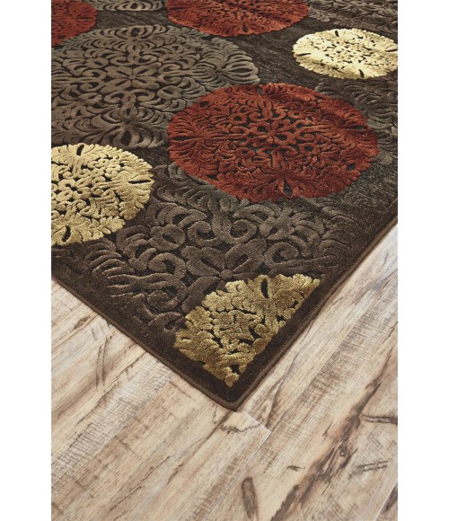Feizy SAPHIR 3795F IN DARK CHOCOLATE 7' 6" X 7' 6" Round Area Rug