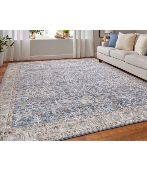 Feizy Pasha BLUE/IVORY PAS39M4F 6 ft. 7 in. X 9 ft. 6 in. Rectangle Rug