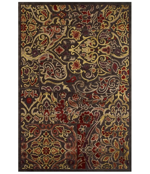 Feizy SAPHIR AZAR 3096F IN DARK CHOCOLATE/RUST 7' 6" X 10' 6" Area Rug