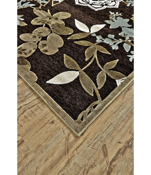 SAPHIR MAH Rug Feizy SAPHIR MAH 3111F IN DARK CHOCOLATE/SAGE 2' 2" x 4' Area Rug