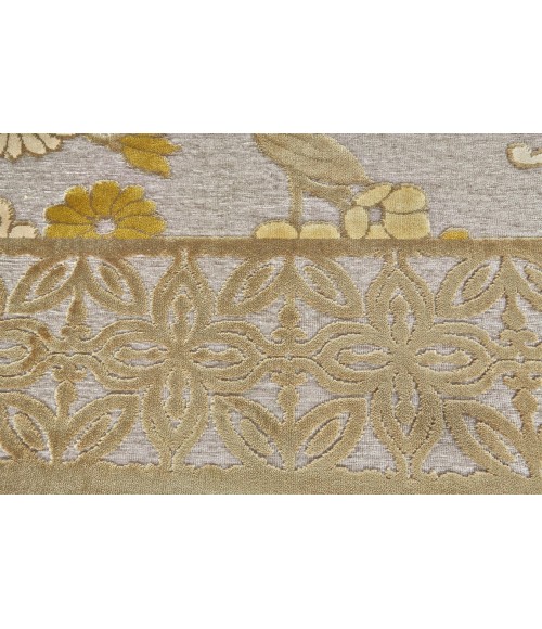 SAPHIR MAH Rug Feizy SAPHIR MAH 3114F IN PEWTER/DARK GREEN 5' 3" X 7' 6" Area Rug