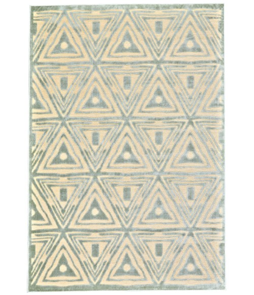Feizy SAPHIR MAH 3252F IN CREAM/SPA BLUE 2' 6" x 8' Runner Area Rug