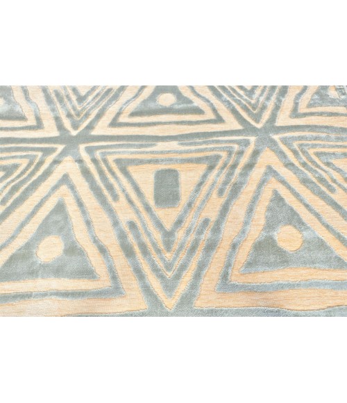 Feizy SAPHIR MAH 3252F IN CREAM/SPA BLUE 2' 6" x 8' Runner Area Rug