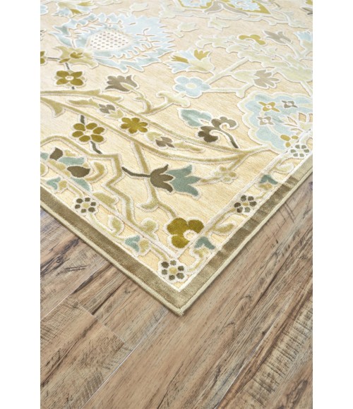 SAPHIR MAH Rug Feizy SAPHIR MAH 3464F IN CREAM/SPA BLUE 2' 2" x 4' Area Rug