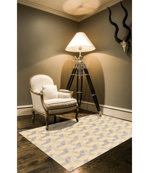 Feizy SAPHIR ZAM 3253F IN CREAM/SILVER 5' 3" X 7' 6" Area Rug