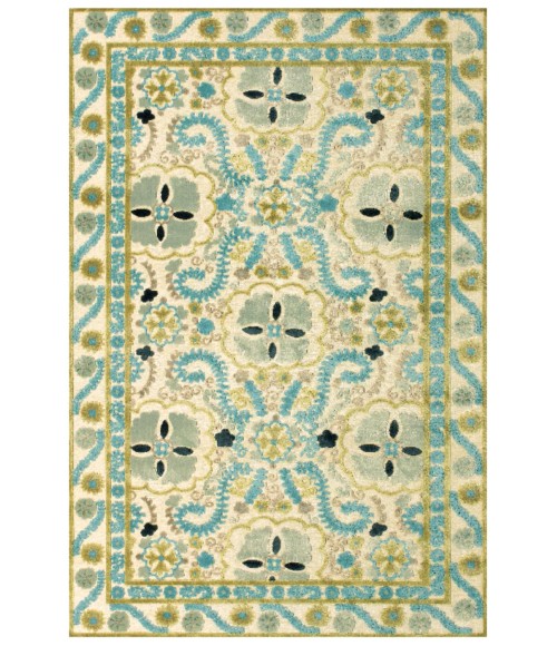 SAPHIR CABO Rug Feizy SAPHIR CABO 3186F IN CREAM/AQUA 5' 3" X 7' 6" Area Rug