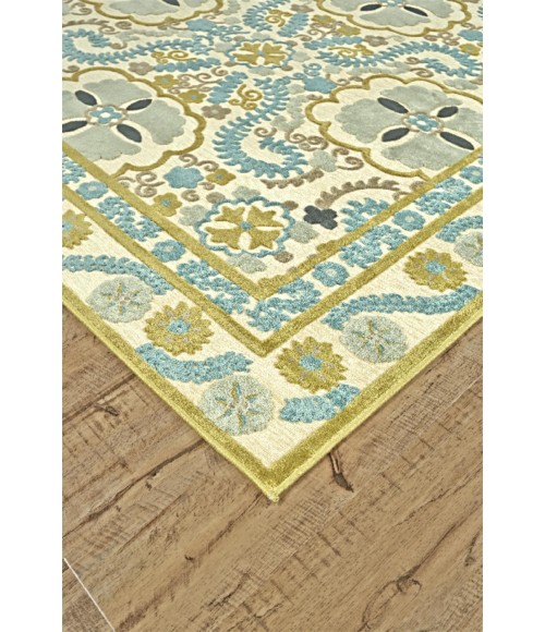 SAPHIR CABO Rug Feizy SAPHIR CABO 3186F IN CREAM/AQUA 5' 3" X 7' 6" Area Rug