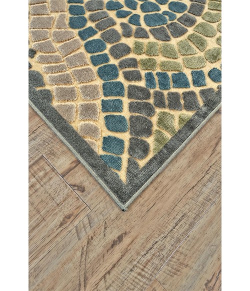 SAPHIR YARDLEY Rug Feizy SAPHIR YARDLEY 3656F IN CREAM/DARK GRAY 5' 3" X 7' 6" Area Rug