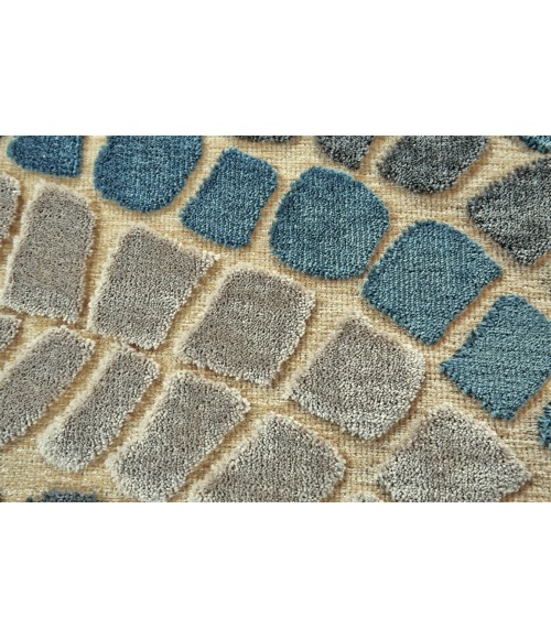 SAPHIR YARDLEY Rug Feizy SAPHIR YARDLEY 3656F IN CREAM/DARK GRAY 5' 3" X 7' 6" Area Rug