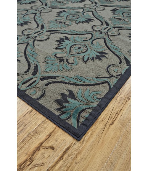 Feizy SAPHIR YARDLEY 3658F IN PEWTER/CHARCOAL 2' 6" x 8' Runner Area Rug