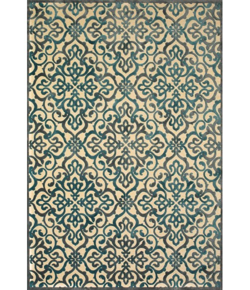 SAPHIR YARDLEY Rug Feizy SAPHIR YARDLEY 3659F IN CREAM/MARINE 5' 3" X 7' 6" Area Rug