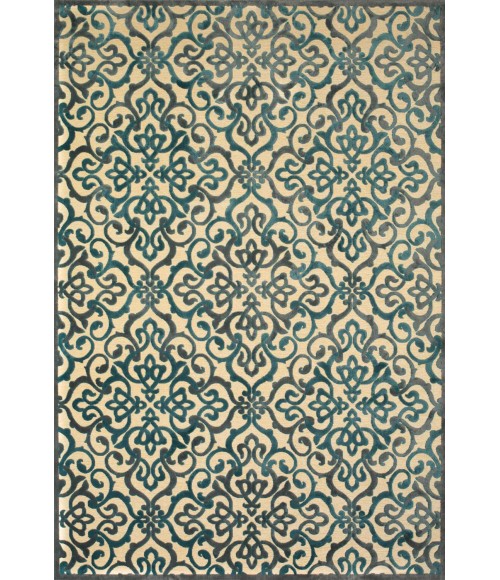 Feizy SAPHIR YARDLEY 3659F IN CREAM/MARINE 5' 3" X 7' 6" Area Rug