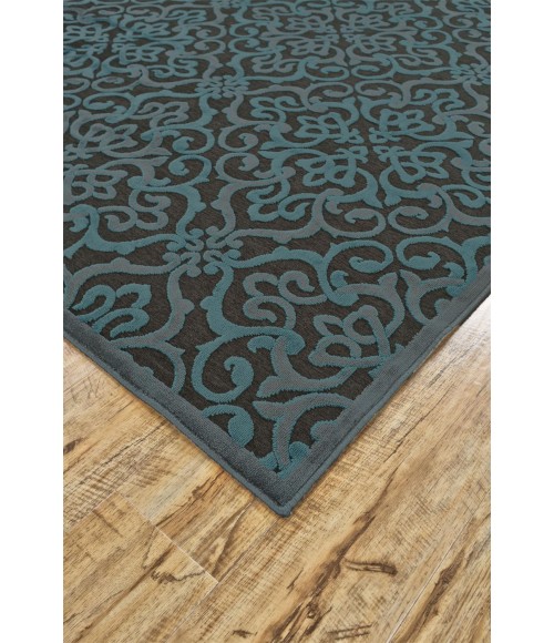 Feizy SAPHIR YARDLEY 3659F IN DARK GRAY/MARINE 2' 2" x 4' Area Rug