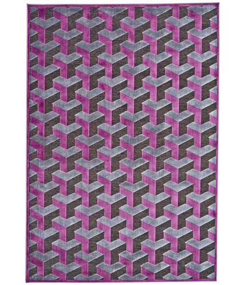 SAPHIR RUBUS Rug Feizy SAPHIR RUBUS 3253F IN DARK GRAY/RASPBERRY 5' 3" X 7' 6" Area Rug