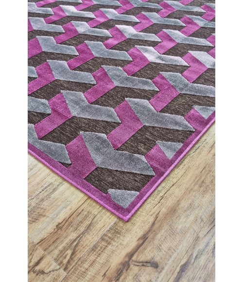 SAPHIR RUBUS Rug Feizy SAPHIR RUBUS 3253F IN DARK GRAY/RASPBERRY 5' 3" X 7' 6" Area Rug
