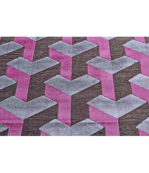 SAPHIR RUBUS Rug Feizy SAPHIR RUBUS 3253F IN DARK GRAY/RASPBERRY 5' 3" X 7' 6" Area Rug
