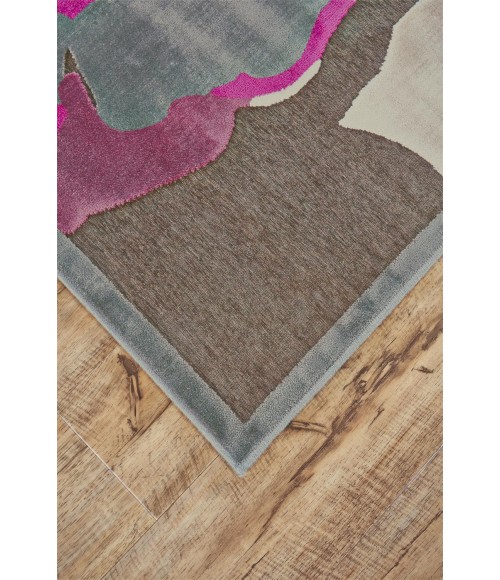 SAPHIR RUBUS Rug Feizy SAPHIR RUBUS 3360F IN DARK GRAY/RASPBERRY 2' 6" x 8' Runner Area Rug