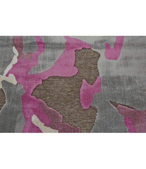 SAPHIR RUBUS Rug Feizy SAPHIR RUBUS 3360F IN DARK GRAY/RASPBERRY 2' 6" x 8' Runner Area Rug