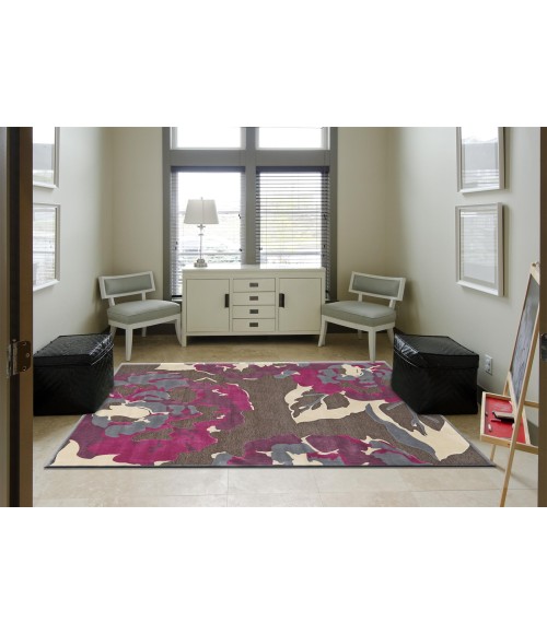 SAPHIR RUBUS Rug Feizy SAPHIR RUBUS 3360F IN DARK GRAY/RASPBERRY 2' 6" x 8' Runner Area Rug