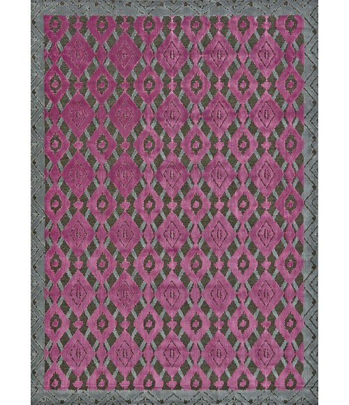 Feizy SAPHIR RUBUS 3361F IN DARK GRAY/RASPBERRY 5' 3" X 7' 6" Area Rug