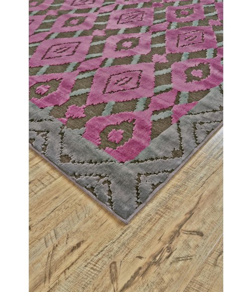 SAPHIR RUBUS Rug Feizy SAPHIR RUBUS 3361F IN DARK GRAY/RASPBERRY 5' 3" X 7' 6" Area Rug